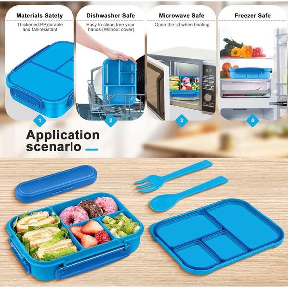 NIB: Bento Box: Leakproof Lunch Containers w utensils (dark gray) - Picture 7 of 7